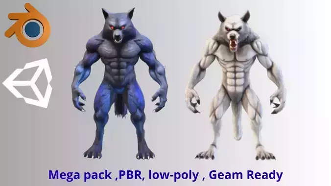  A formidable bipedal werewolf Free low-poly 3D model