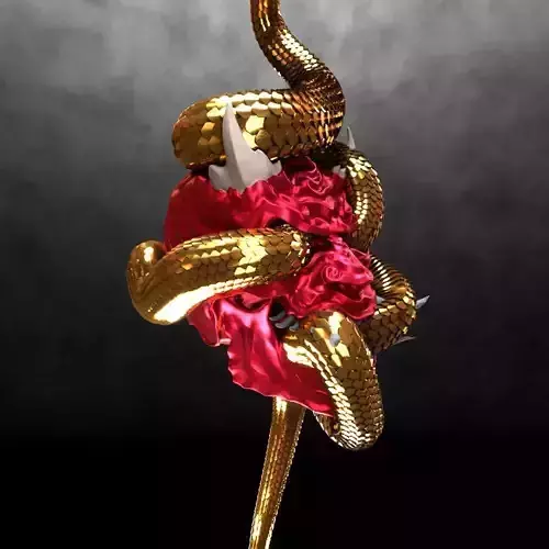 Oni Demon Skull Snake Charm sculpt 3d print 3D print model