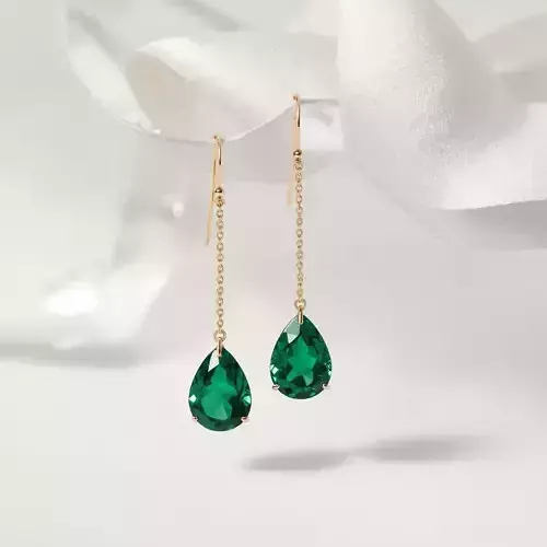 Emerald Elegance Teardrop Dangle Earrings 3D print model