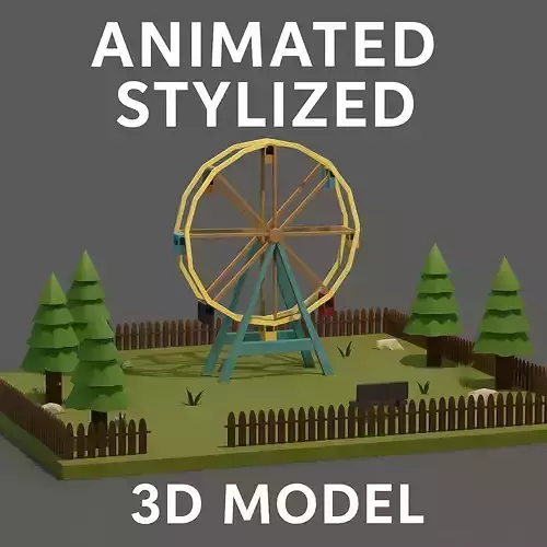 Animated Stylized Ferris Wheel 3D Model Low-poly 3D model