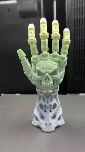 Articulated Skull Mecha Hand 3D Model