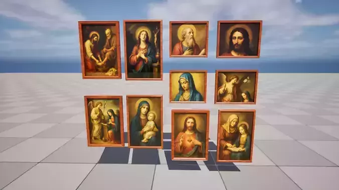 Relesive paintings Low-poly 3D model