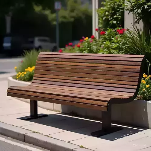 Modern Curved Slat Outdoor Bench