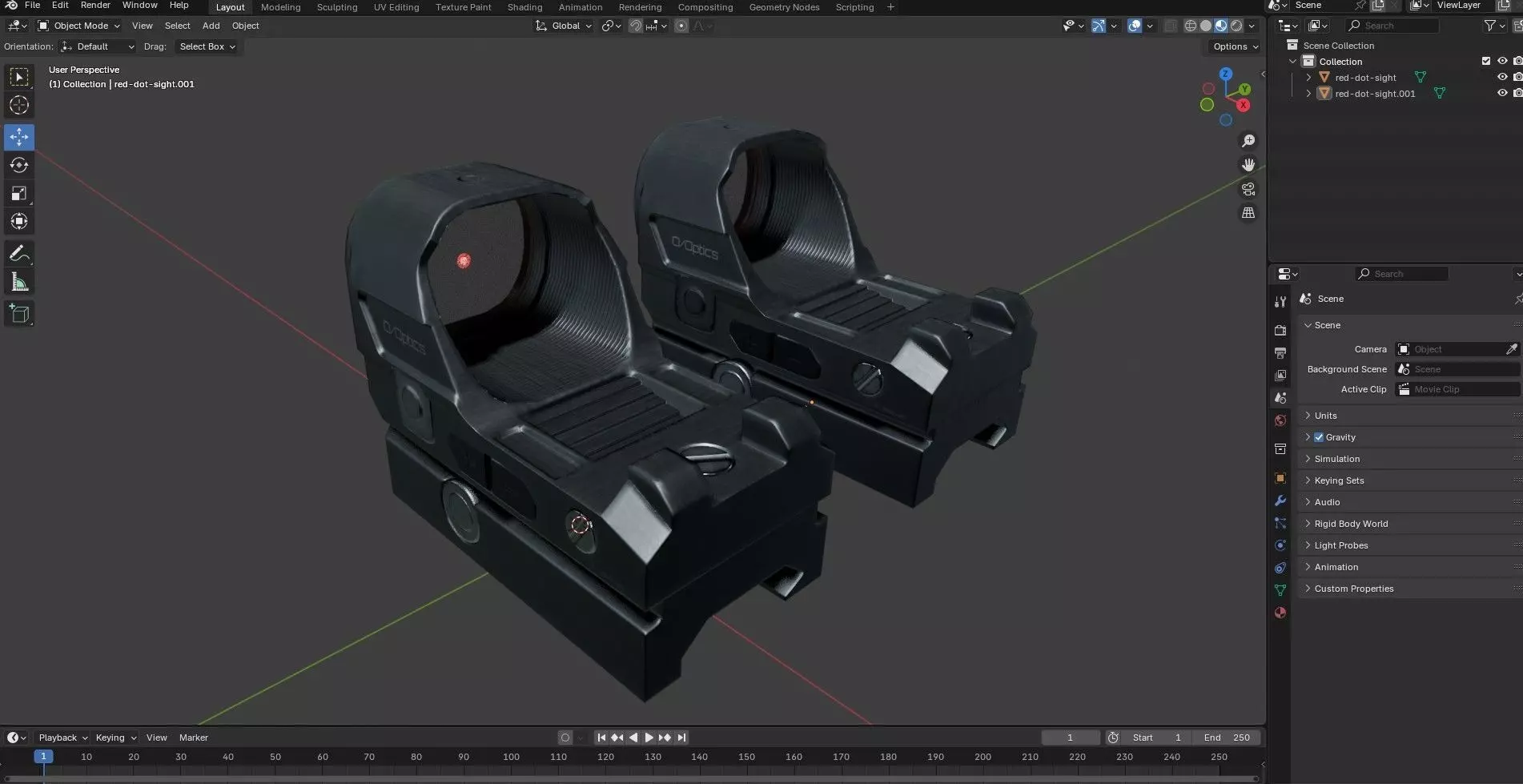 Red Dot Sight Low-poly 3D model_23