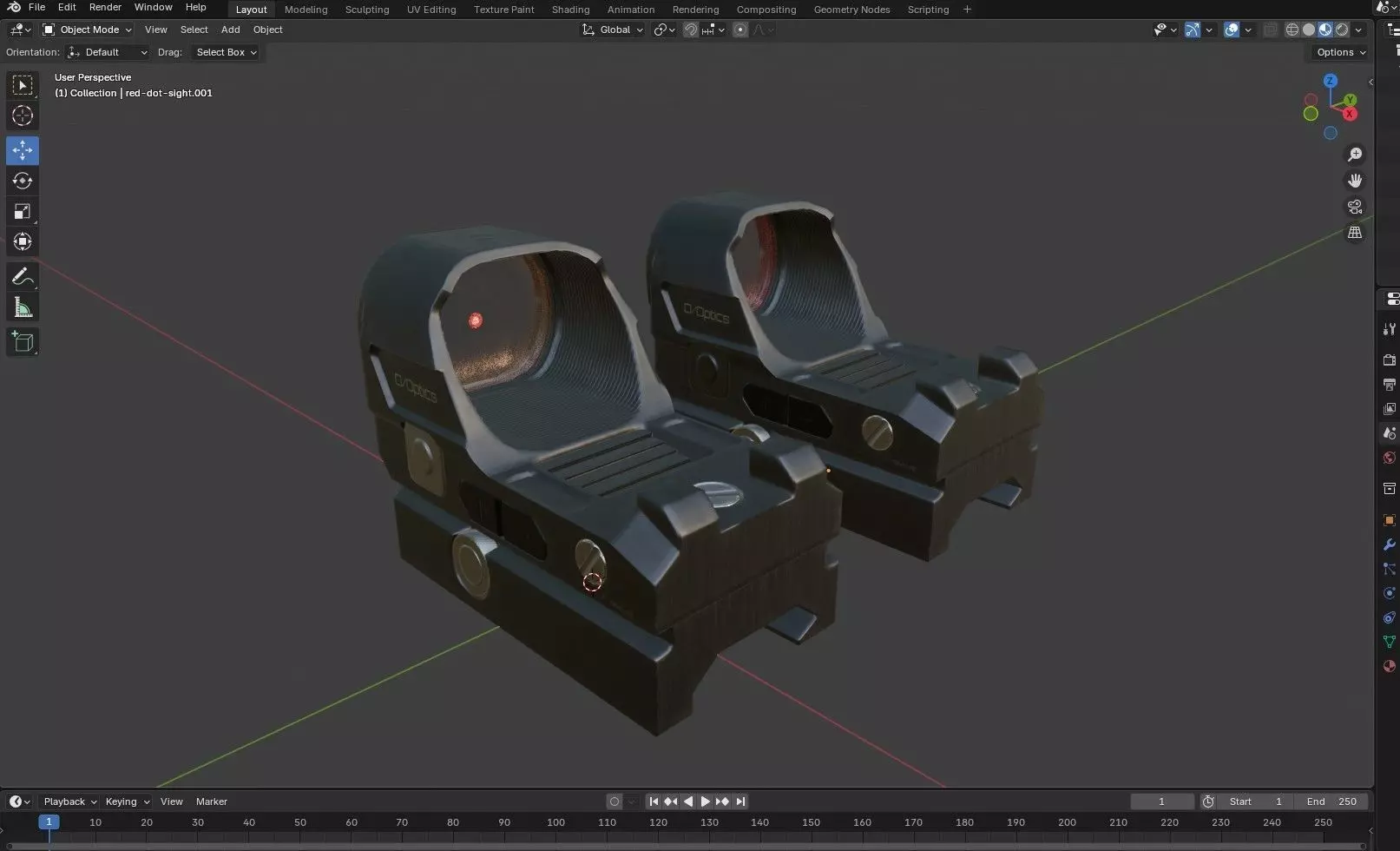 Red Dot Sight Low-poly 3D model_24
