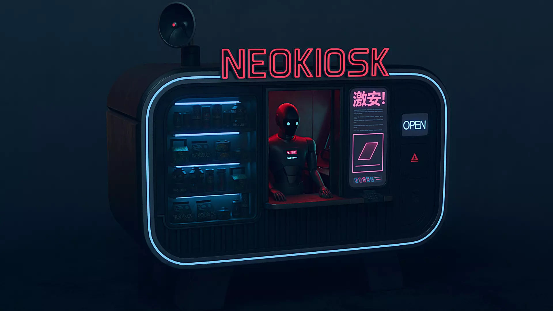 NeoKiosk - Cyberpunk Kiosk - Robot Character Low-poly 3D model_2