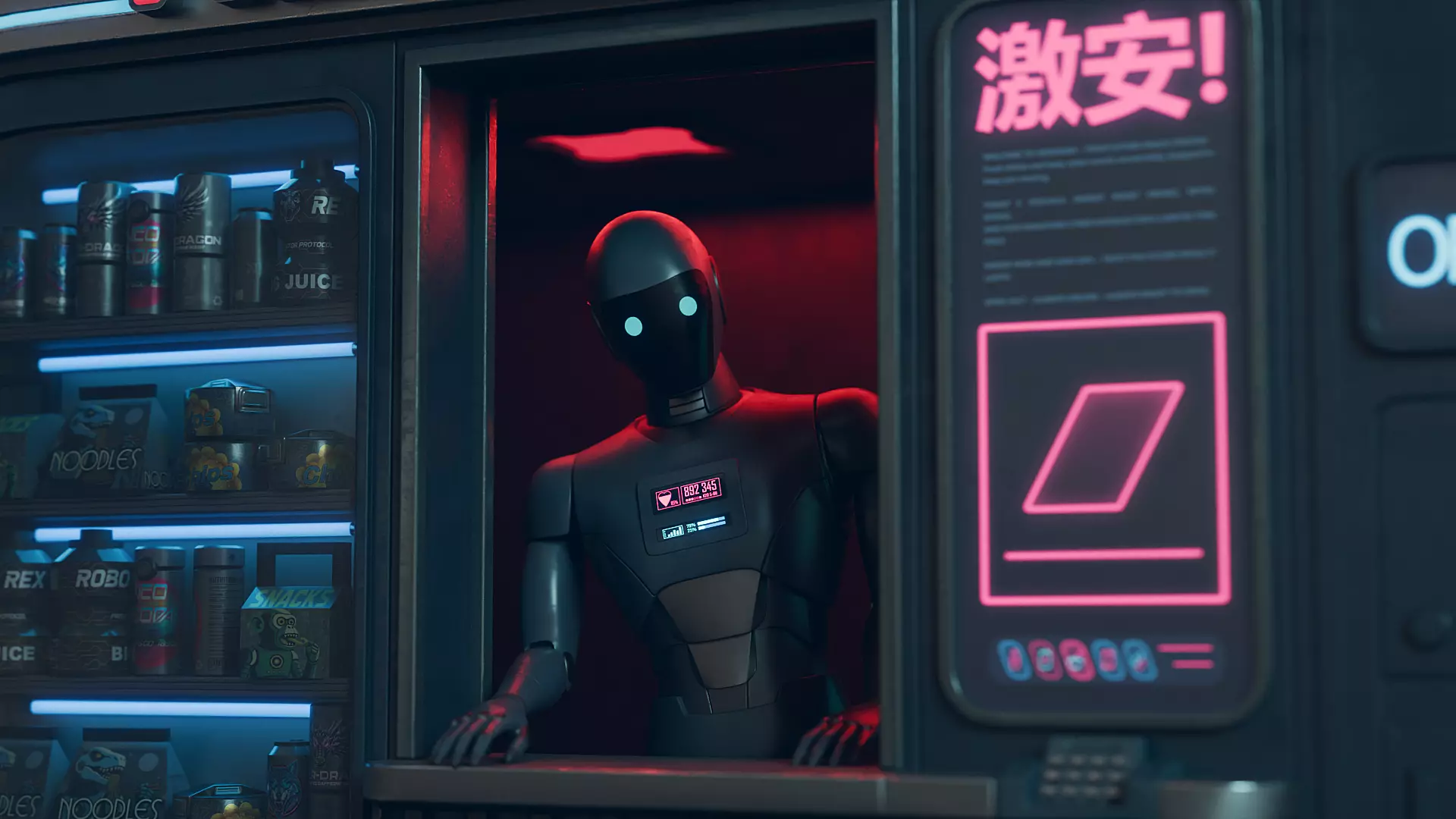 NeoKiosk - Cyberpunk Kiosk - Robot Character Low-poly 3D model_10