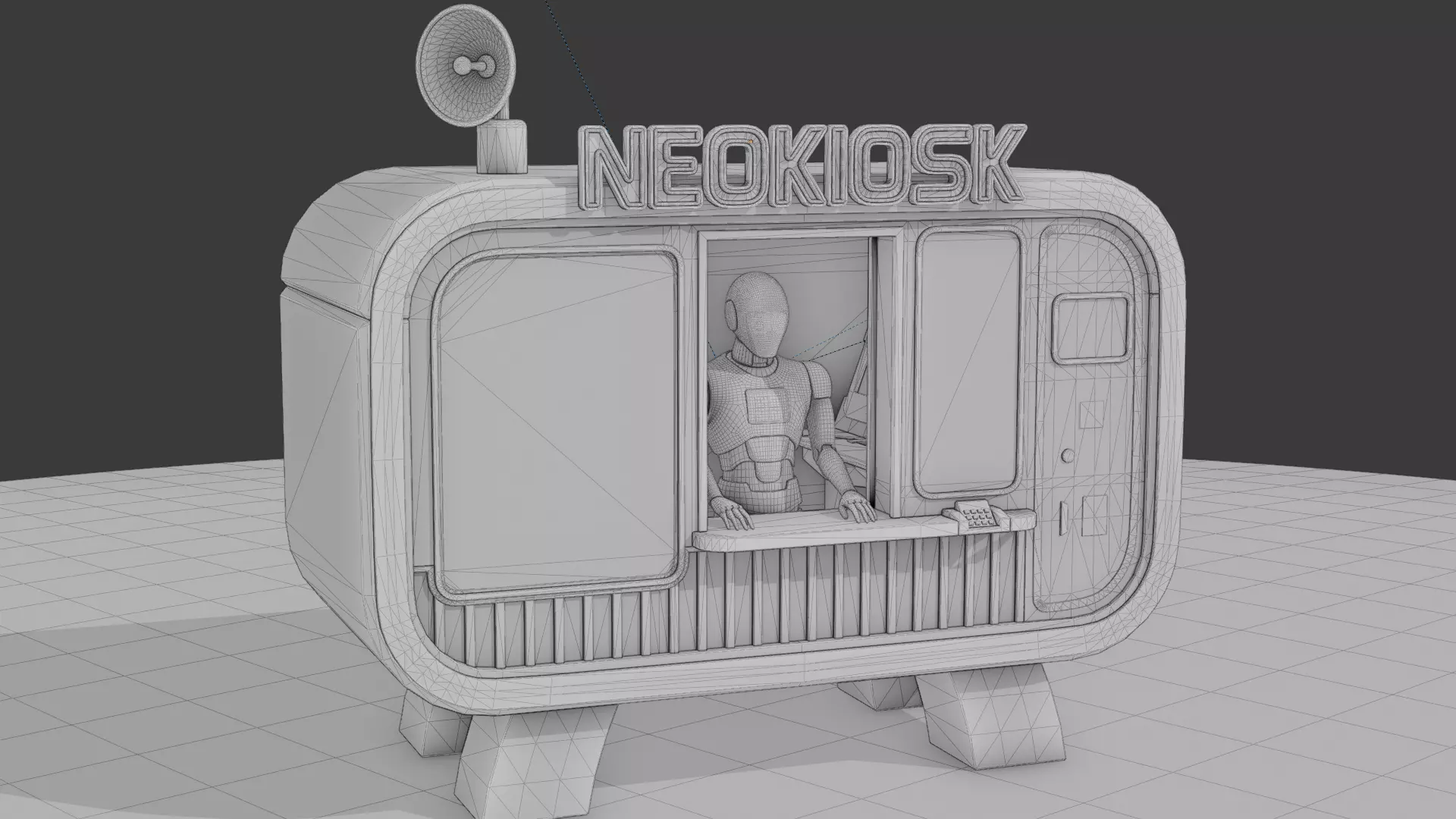 NeoKiosk - Cyberpunk Kiosk - Robot Character Low-poly 3D model_3