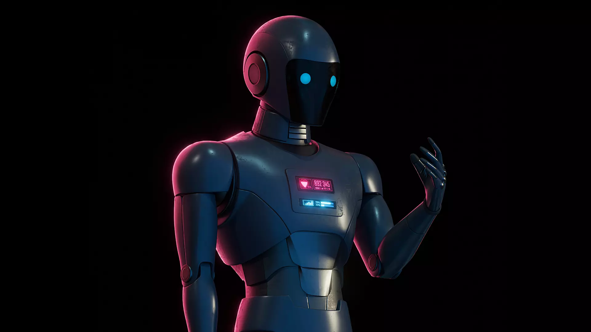 NeoKiosk - Cyberpunk Kiosk - Robot Character Low-poly 3D model_12