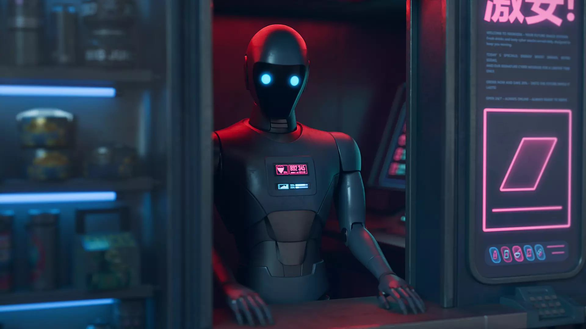 NeoKiosk - Cyberpunk Kiosk - Robot Character Low-poly 3D model_4