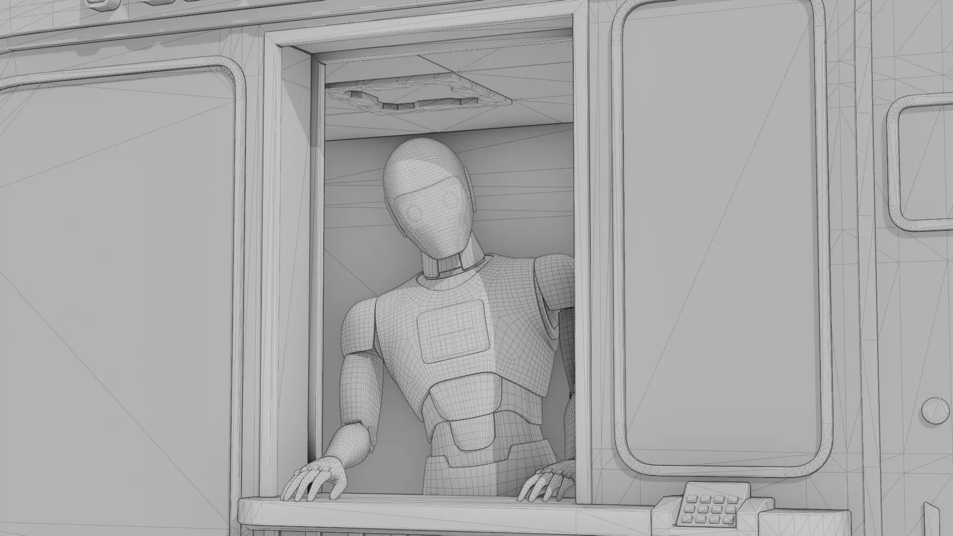 NeoKiosk - Cyberpunk Kiosk - Robot Character Low-poly 3D model_11