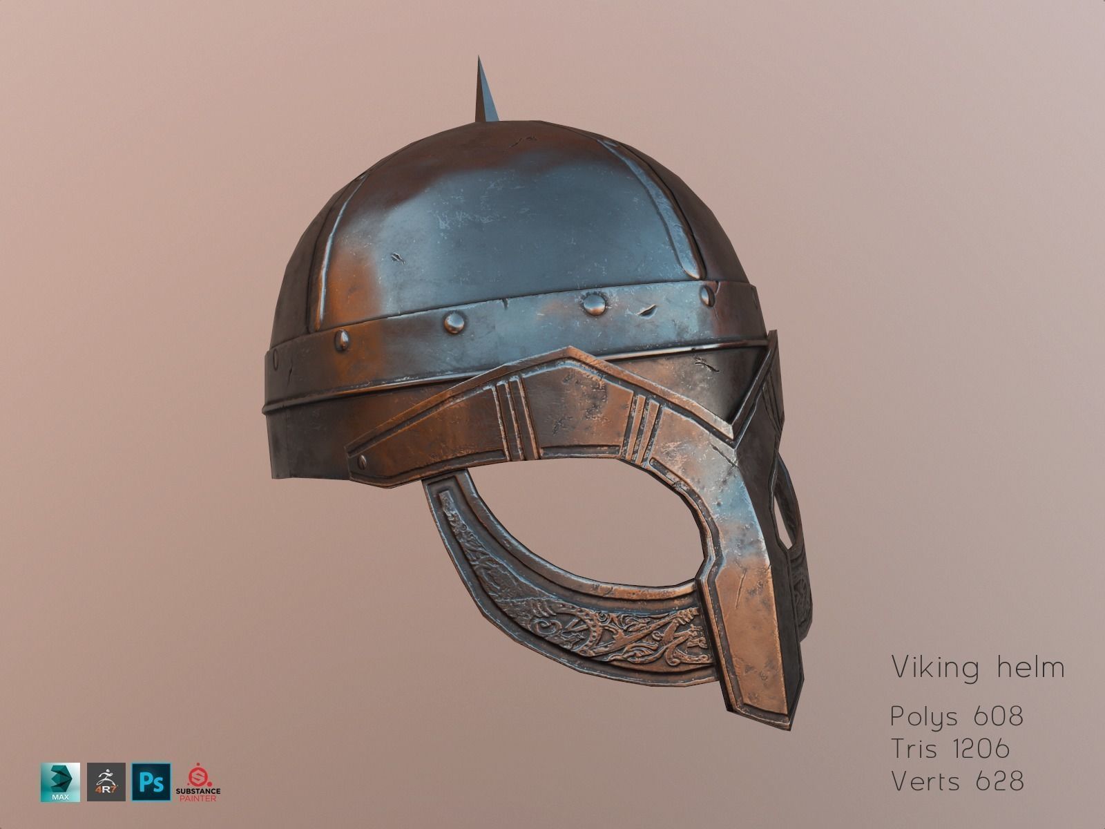 Viking weapons and armor Low-poly 3D model_17