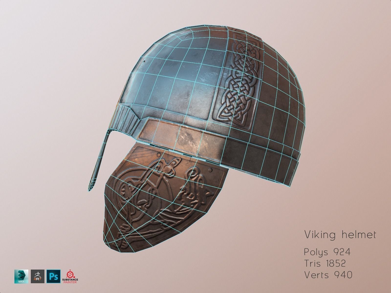 Viking weapons and armor Low-poly 3D model_10