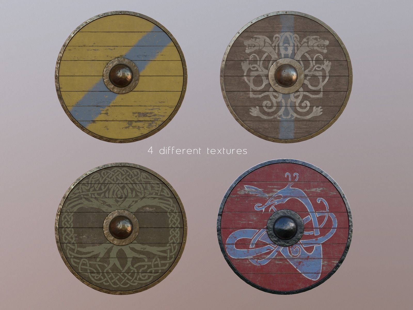 Viking weapons and armor Low-poly 3D model_4