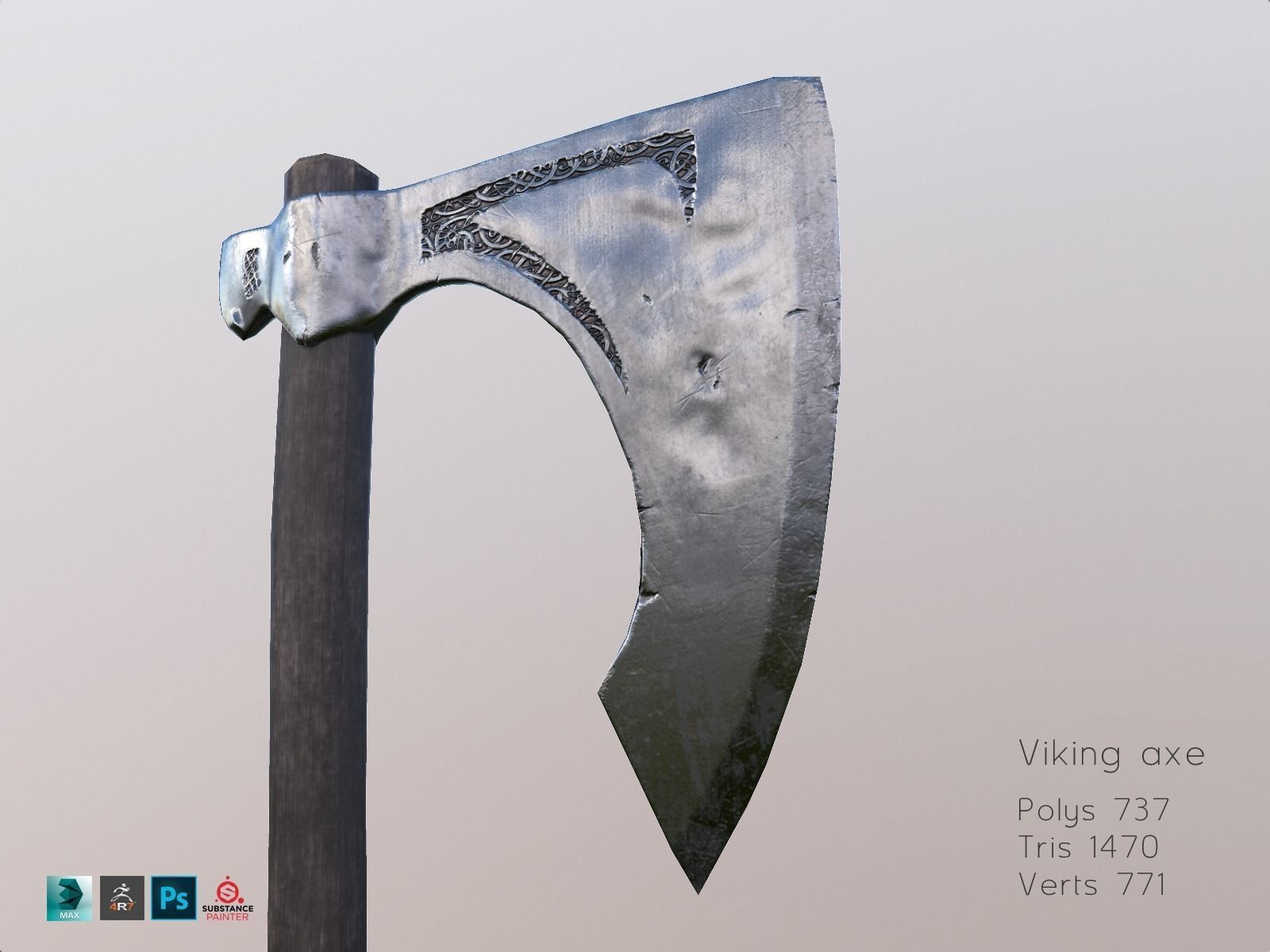 Viking weapons and armor Low-poly 3D model_32