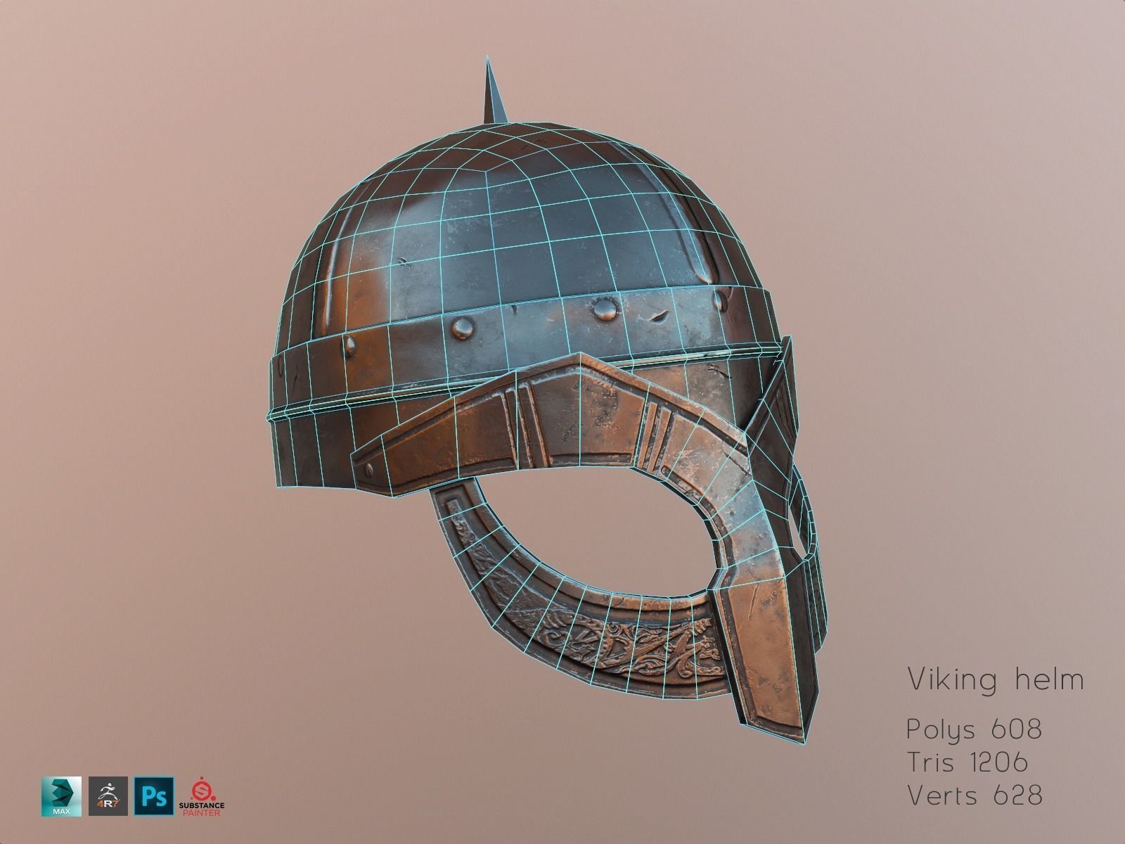 Viking weapons and armor Low-poly 3D model_18