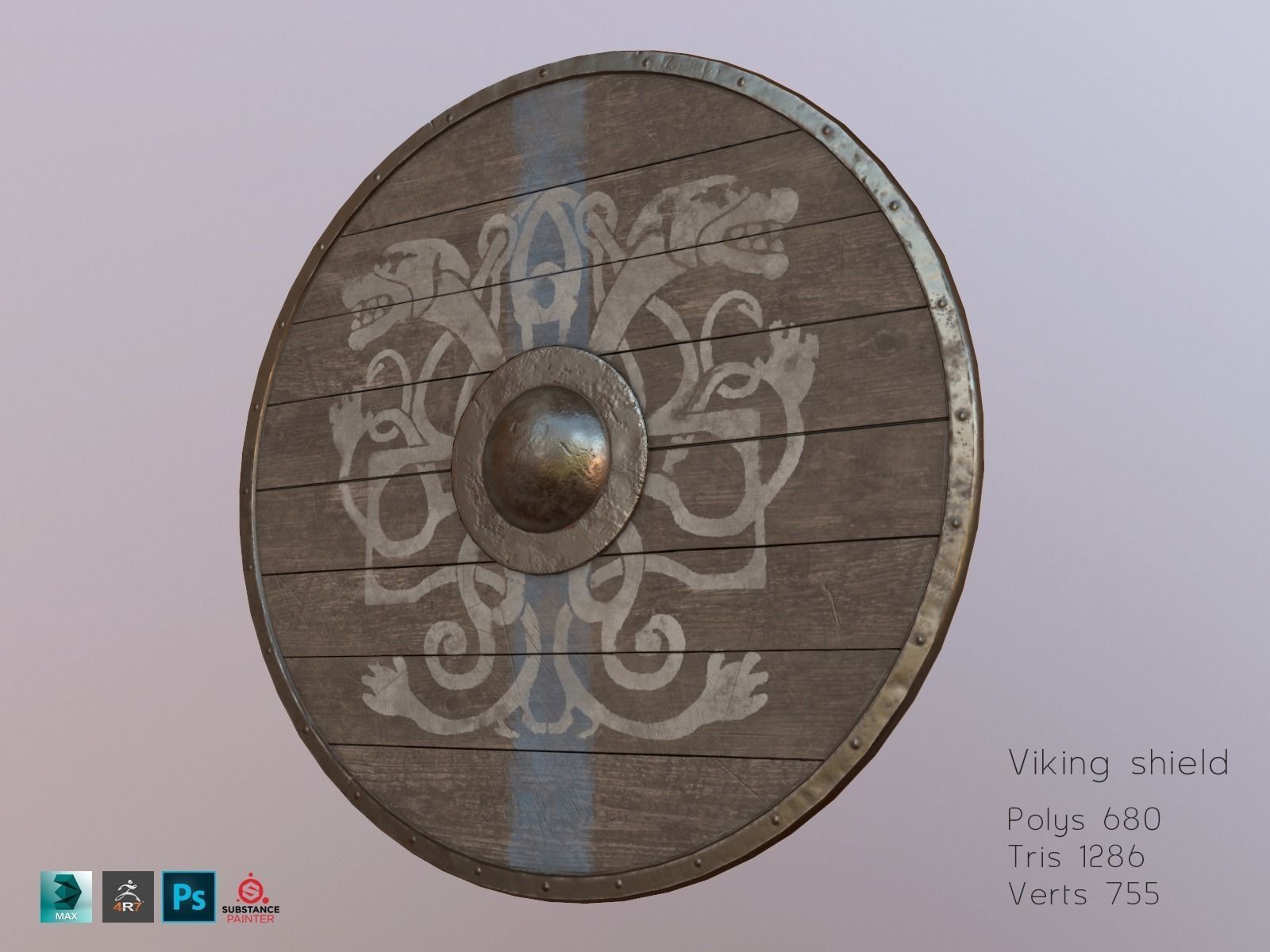 Viking weapons and armor Low-poly 3D model_5