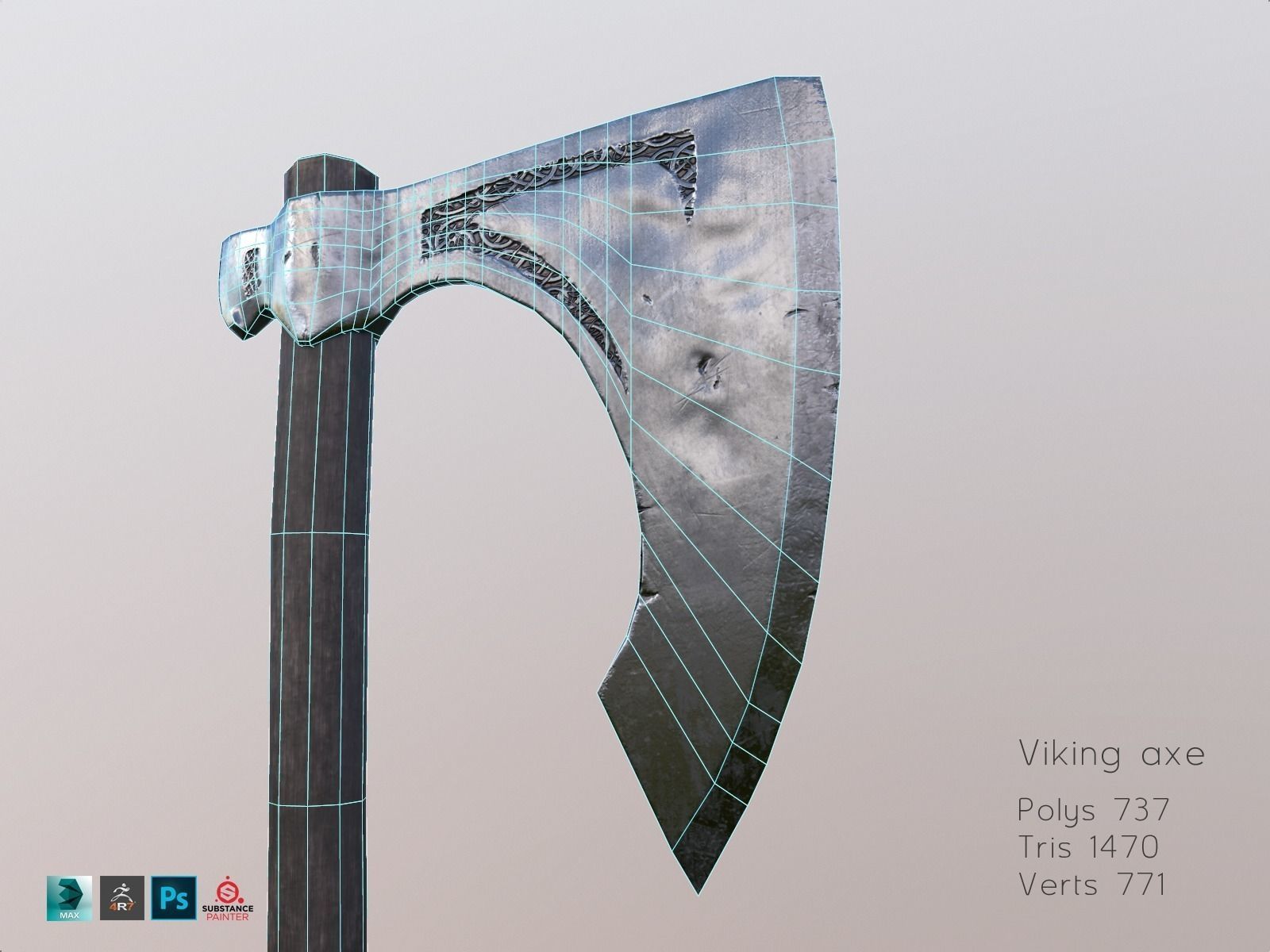 Viking weapons and armor Low-poly 3D model_33