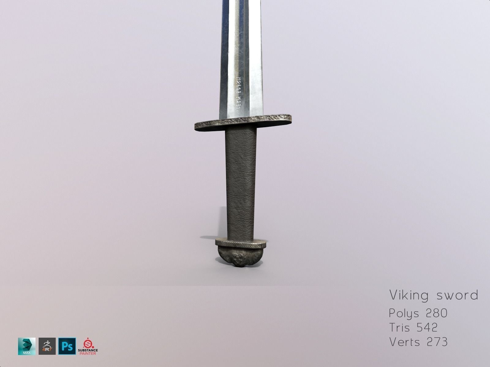 Viking weapons and armor Low-poly 3D model_27