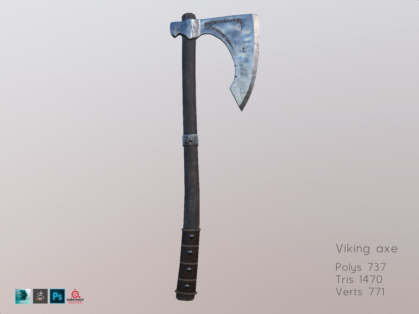 Viking weapons and armor Low-poly 3D model_28