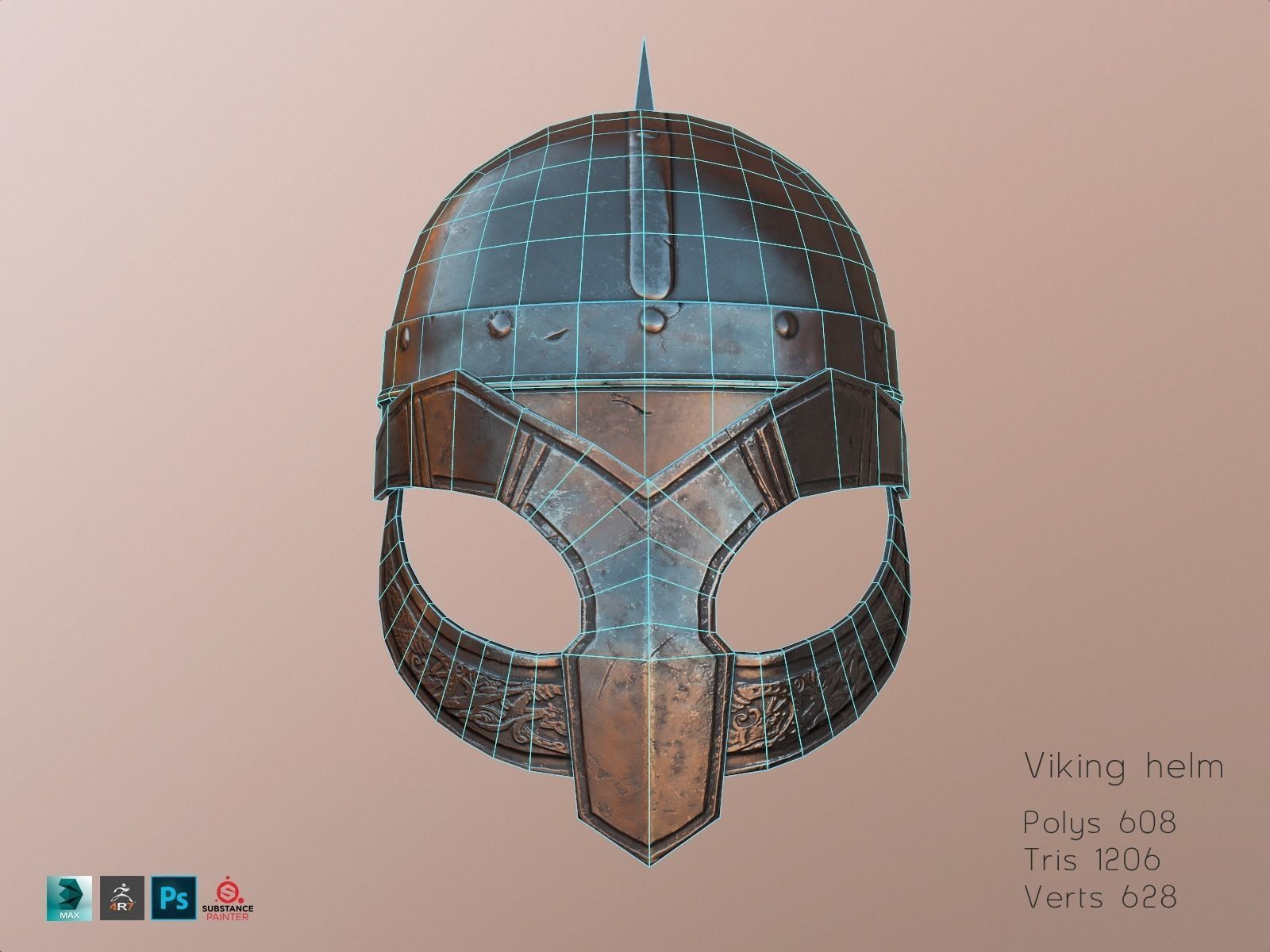 Viking weapons and armor Low-poly 3D model_16