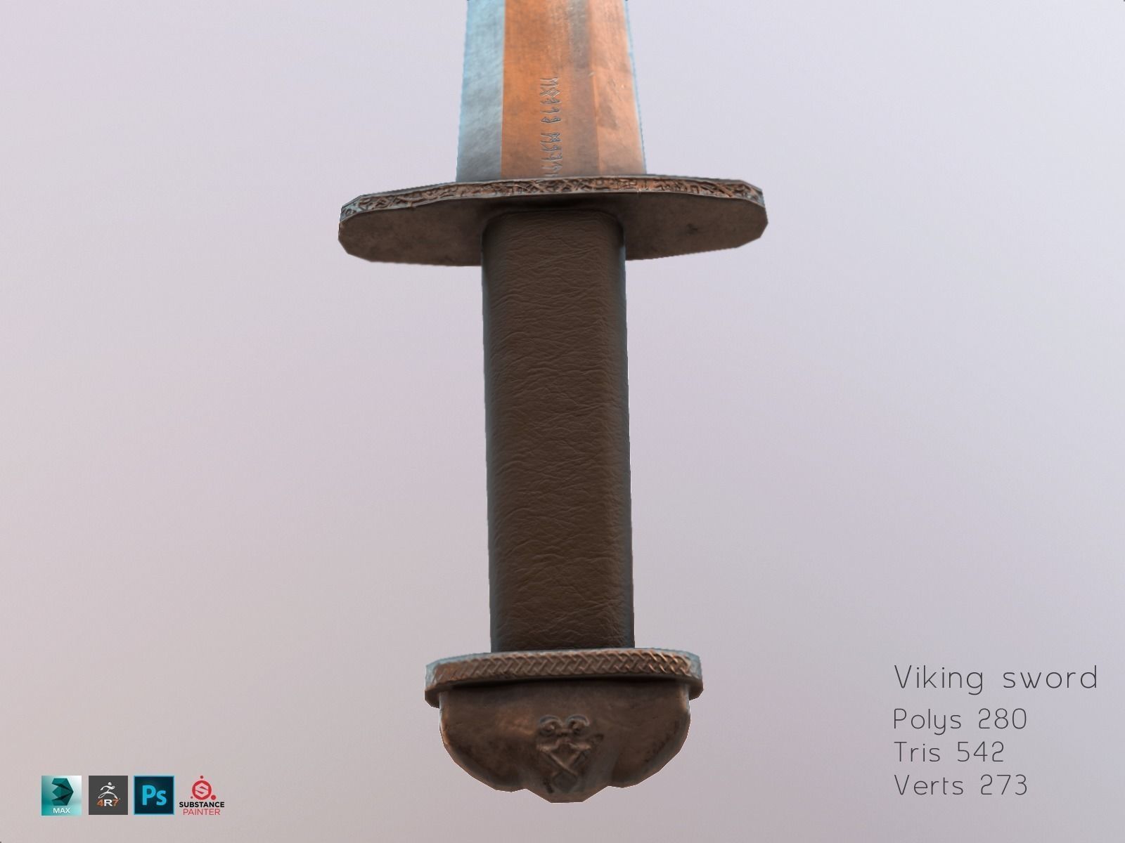 Viking weapons and armor Low-poly 3D model_22