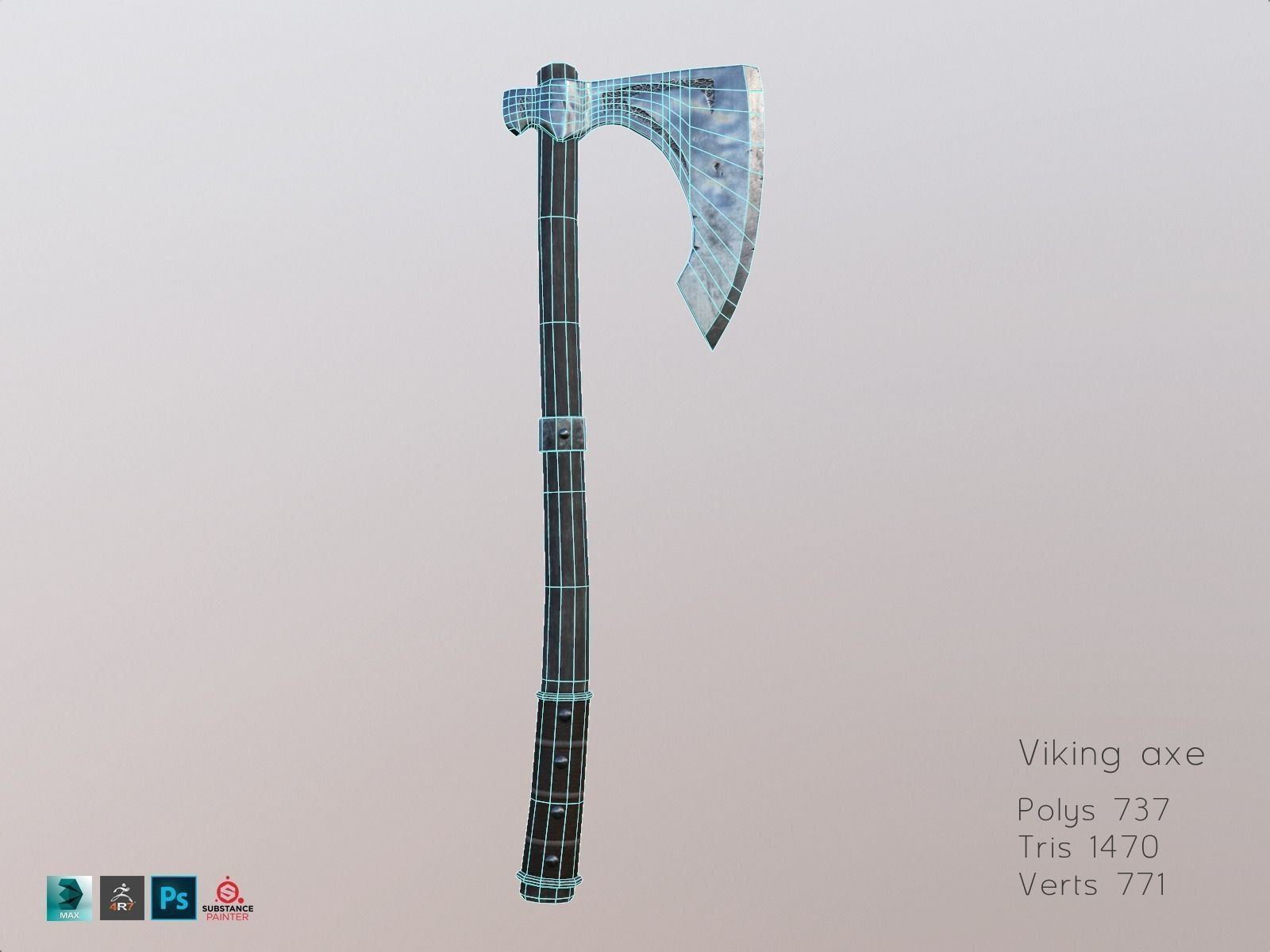 Viking weapons and armor Low-poly 3D model_29