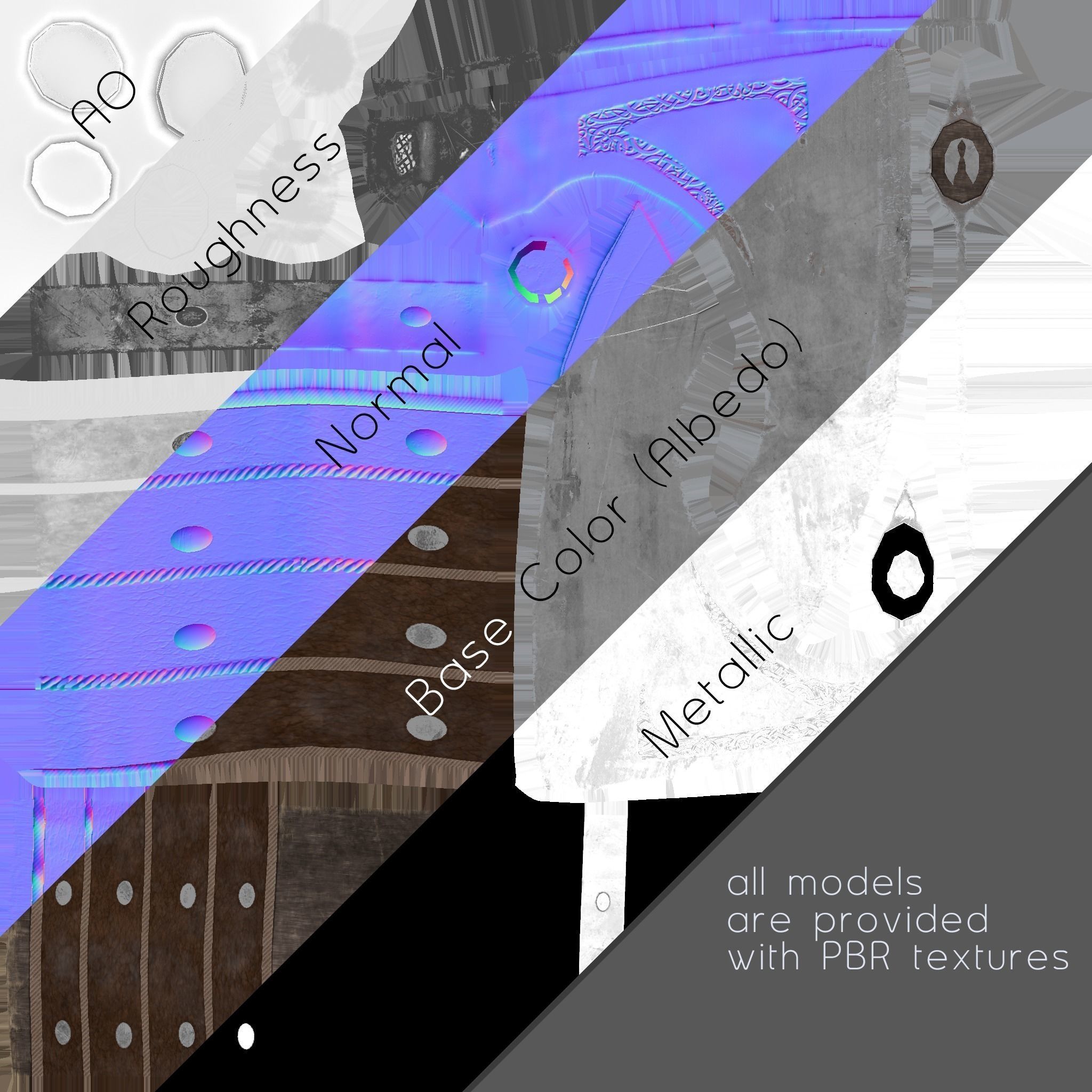 Viking weapons and armor Low-poly 3D model_42