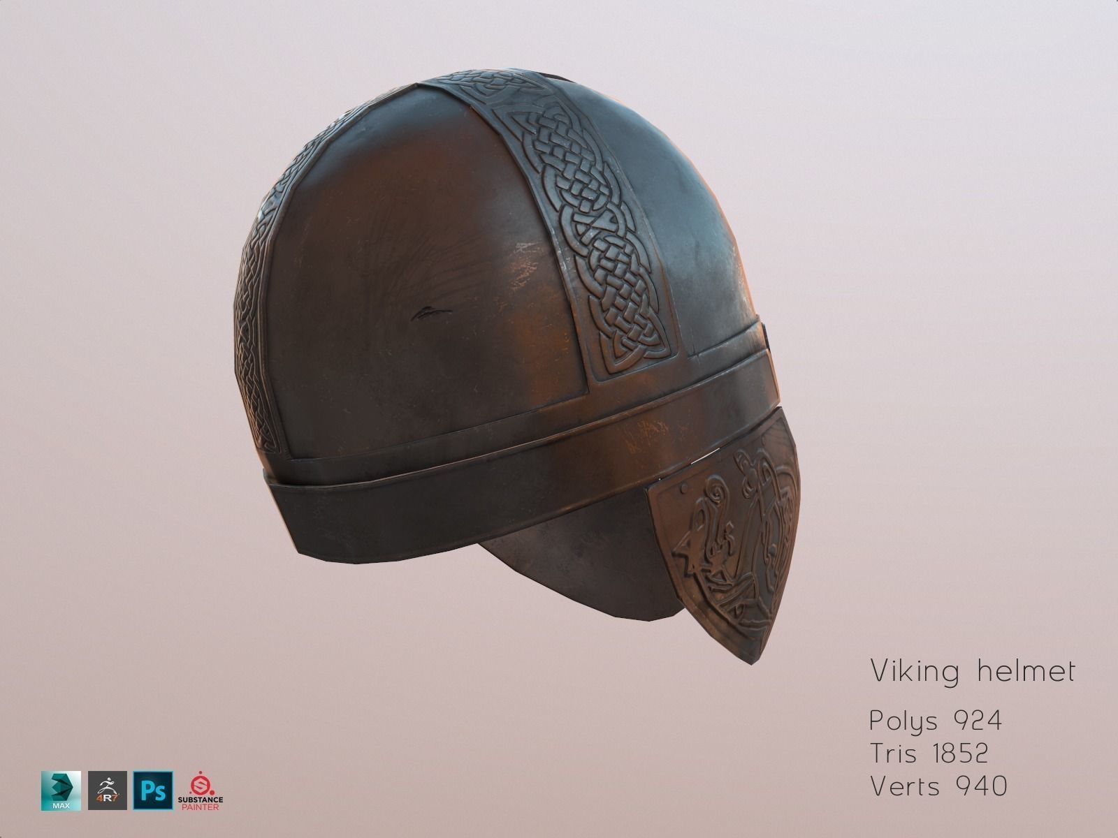 Viking weapons and armor Low-poly 3D model_11