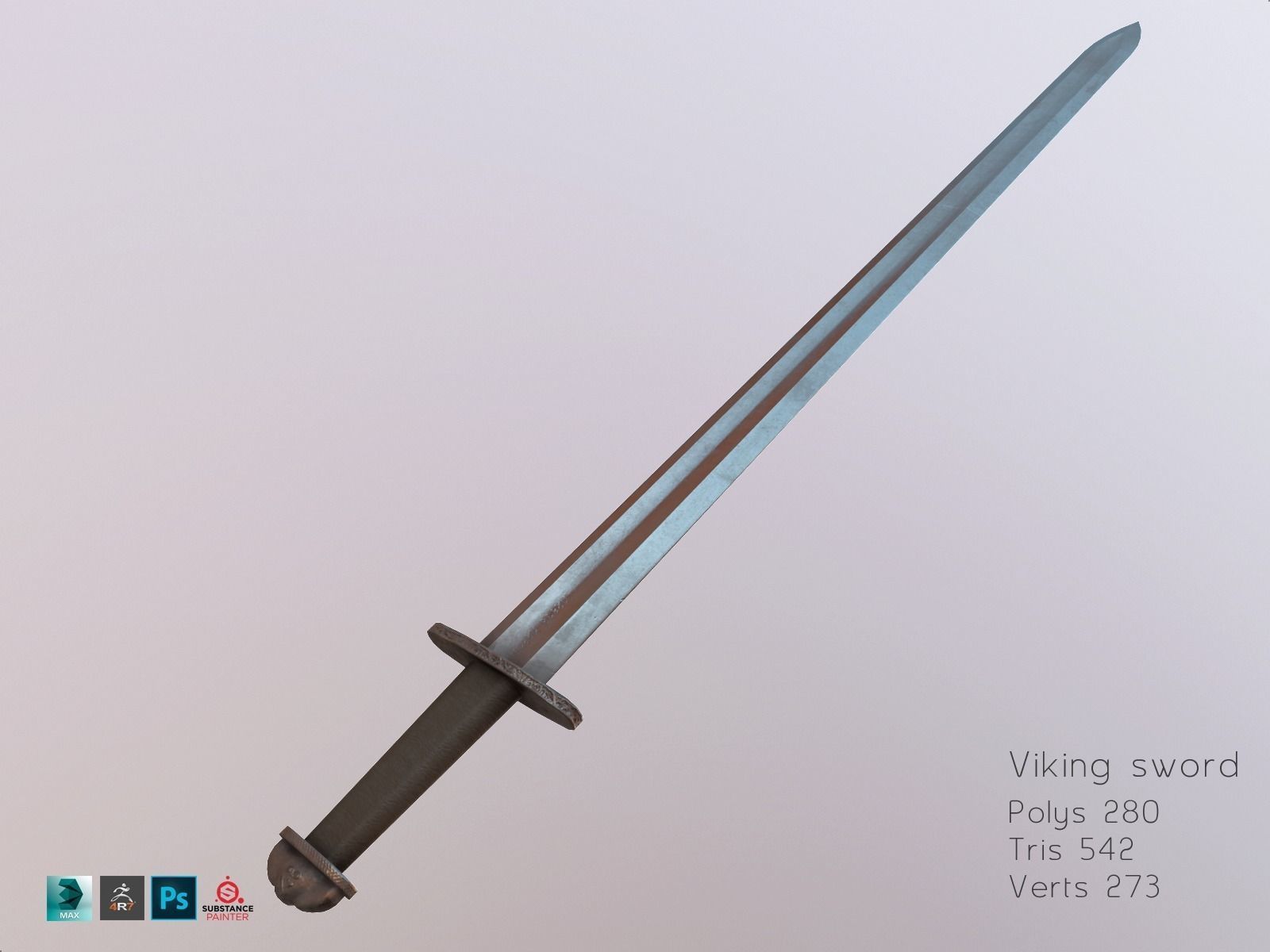 Viking weapons and armor Low-poly 3D model_21