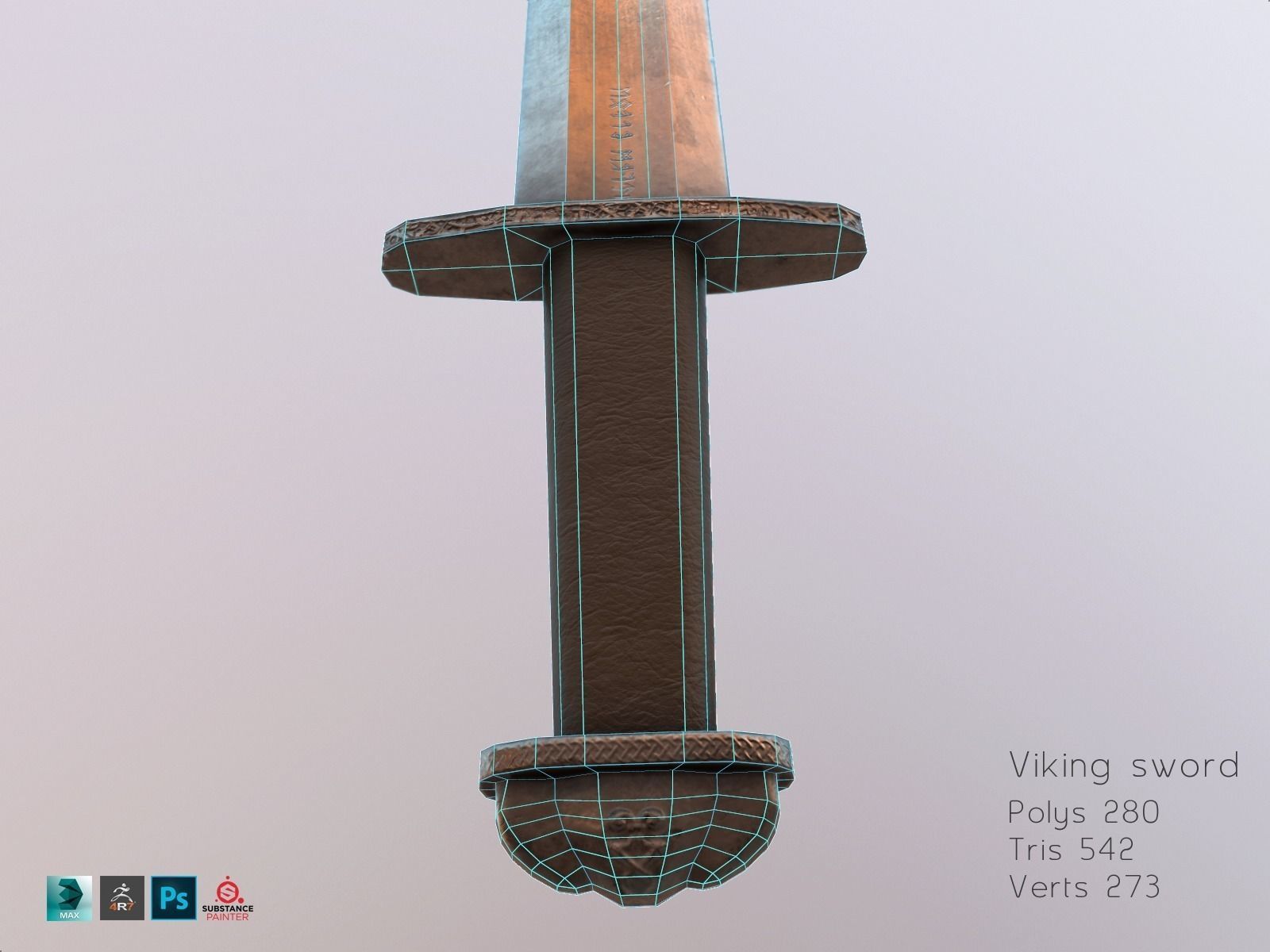 Viking weapons and armor Low-poly 3D model_23