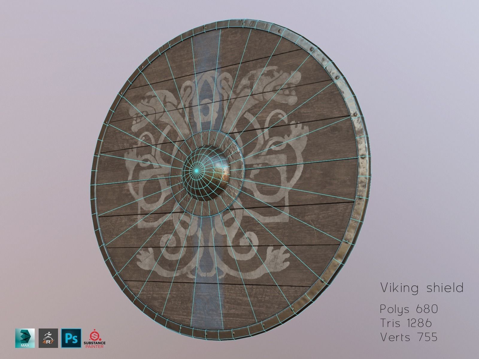 Viking weapons and armor Low-poly 3D model_6