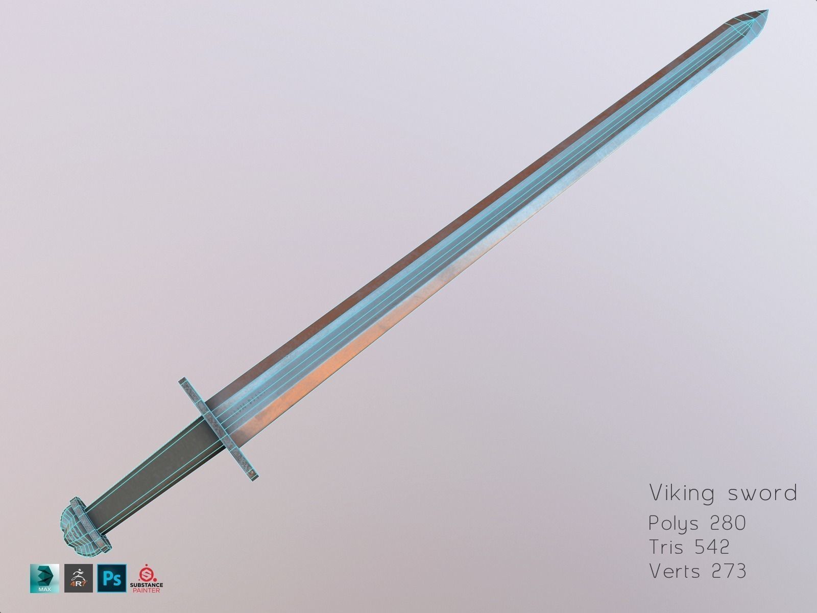 Viking weapons and armor Low-poly 3D model_25
