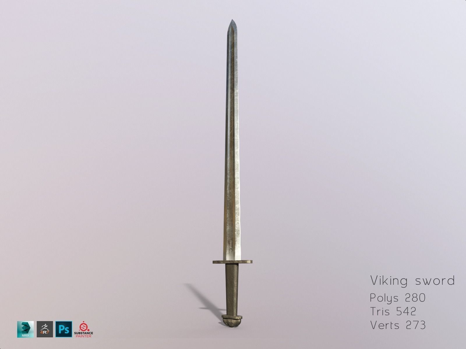 Viking weapons and armor Low-poly 3D model_26