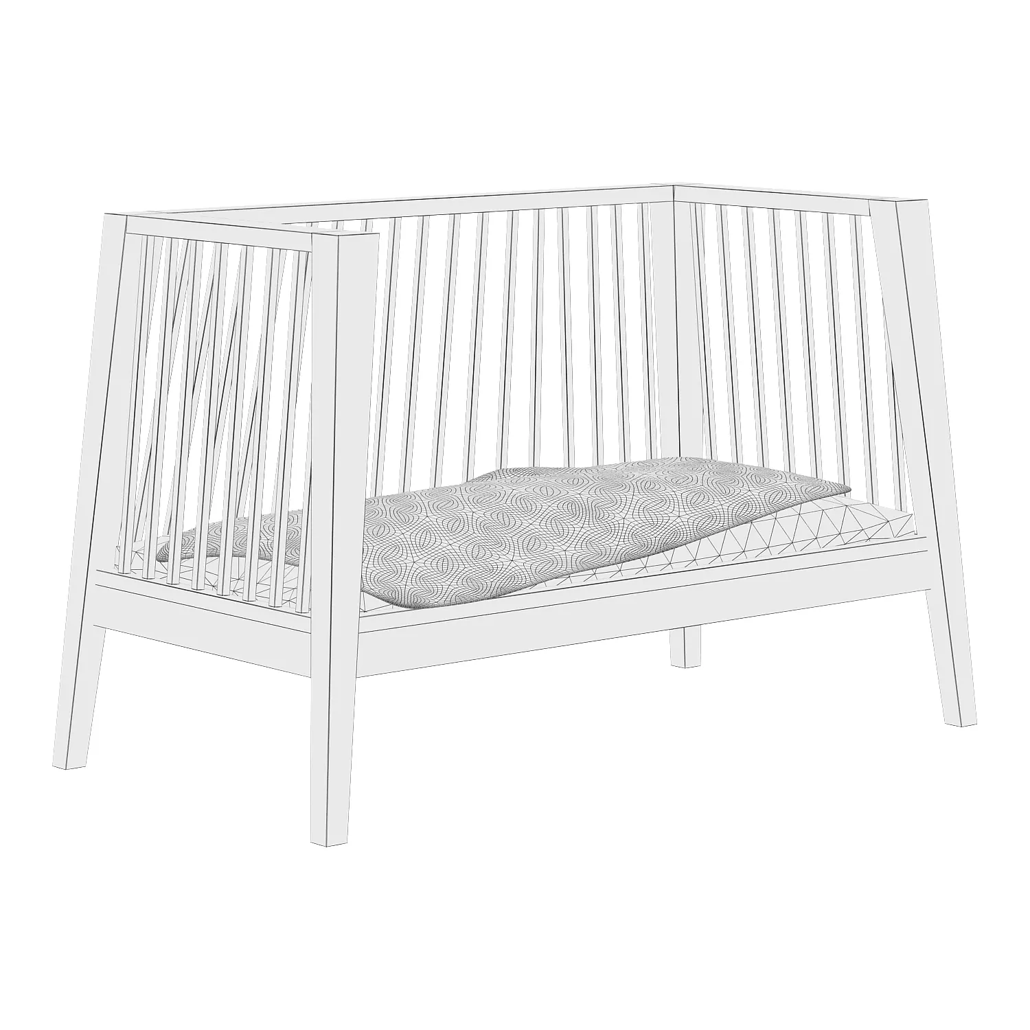 Baby cot Leander Linea 3D model_4