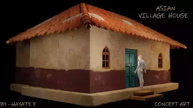Asian Village House - Concept Art Low-poly 3D model