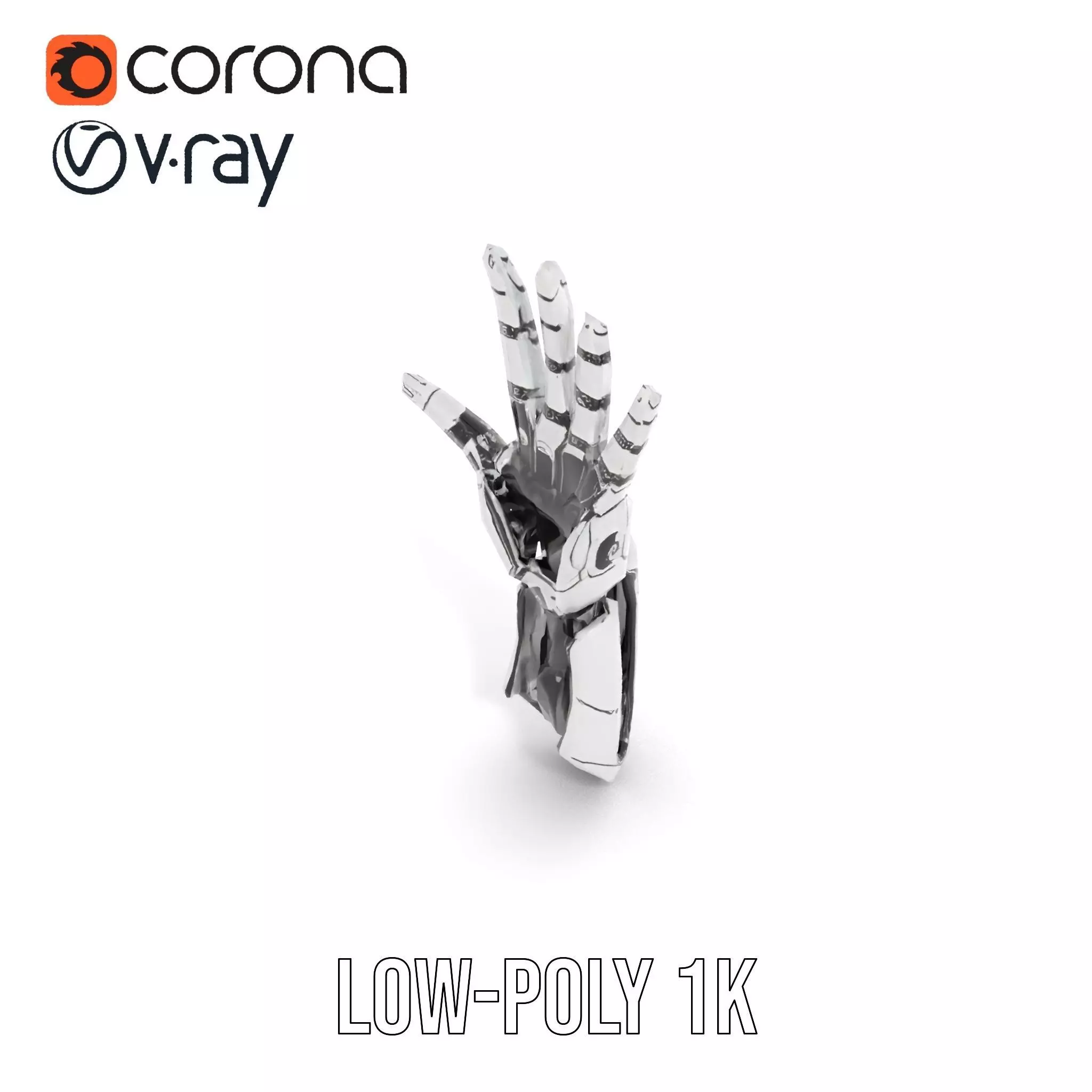 Futuristic Robotic Hand Model Pack Low-poly 3D model_16