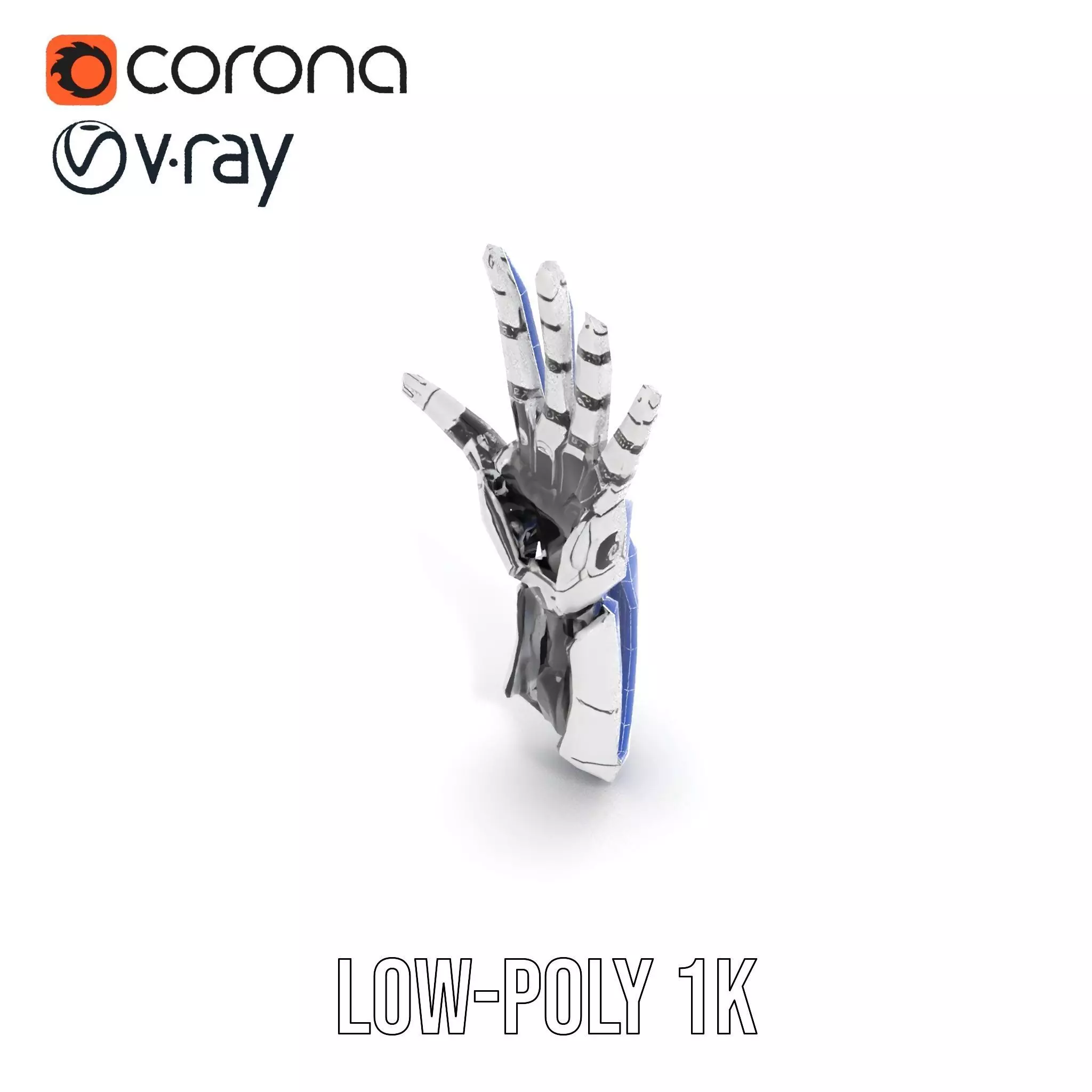Futuristic Robotic Hand Model Pack Low-poly 3D model_13