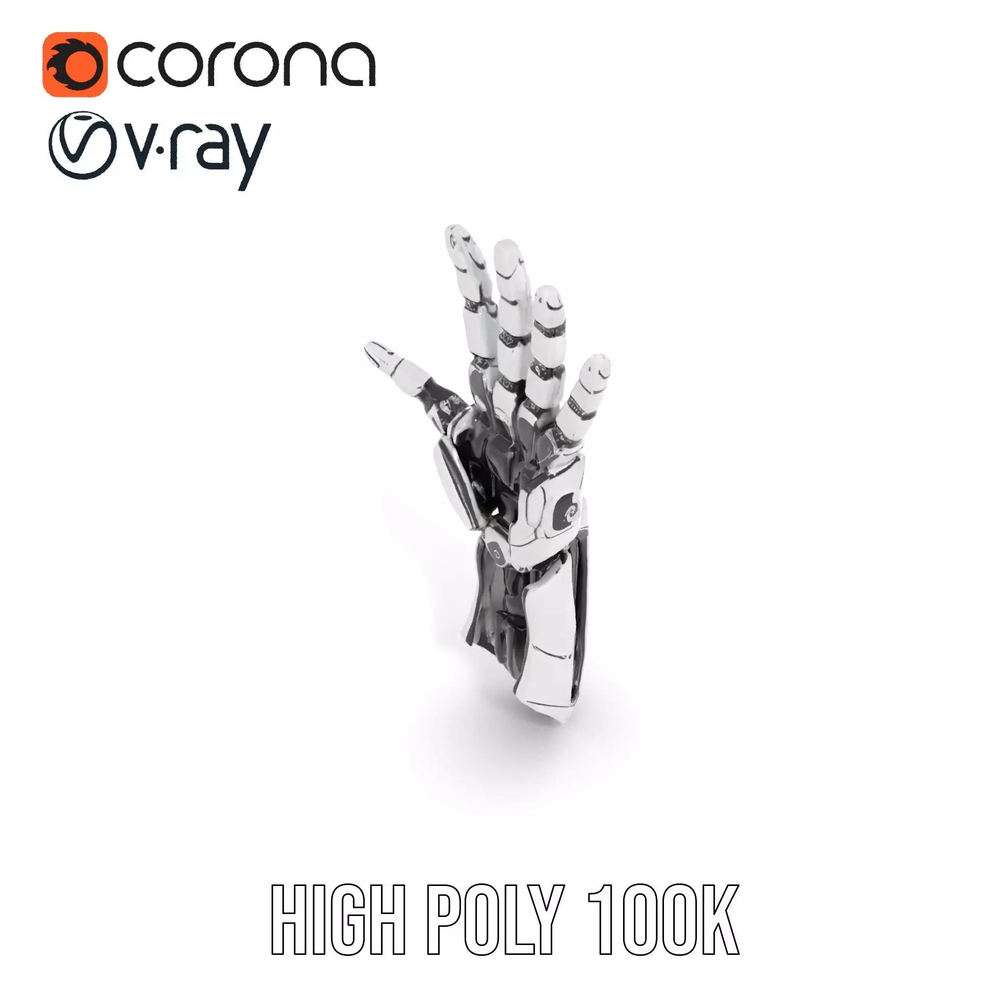 Futuristic Robotic Hand Model Pack Low-poly 3D model_9