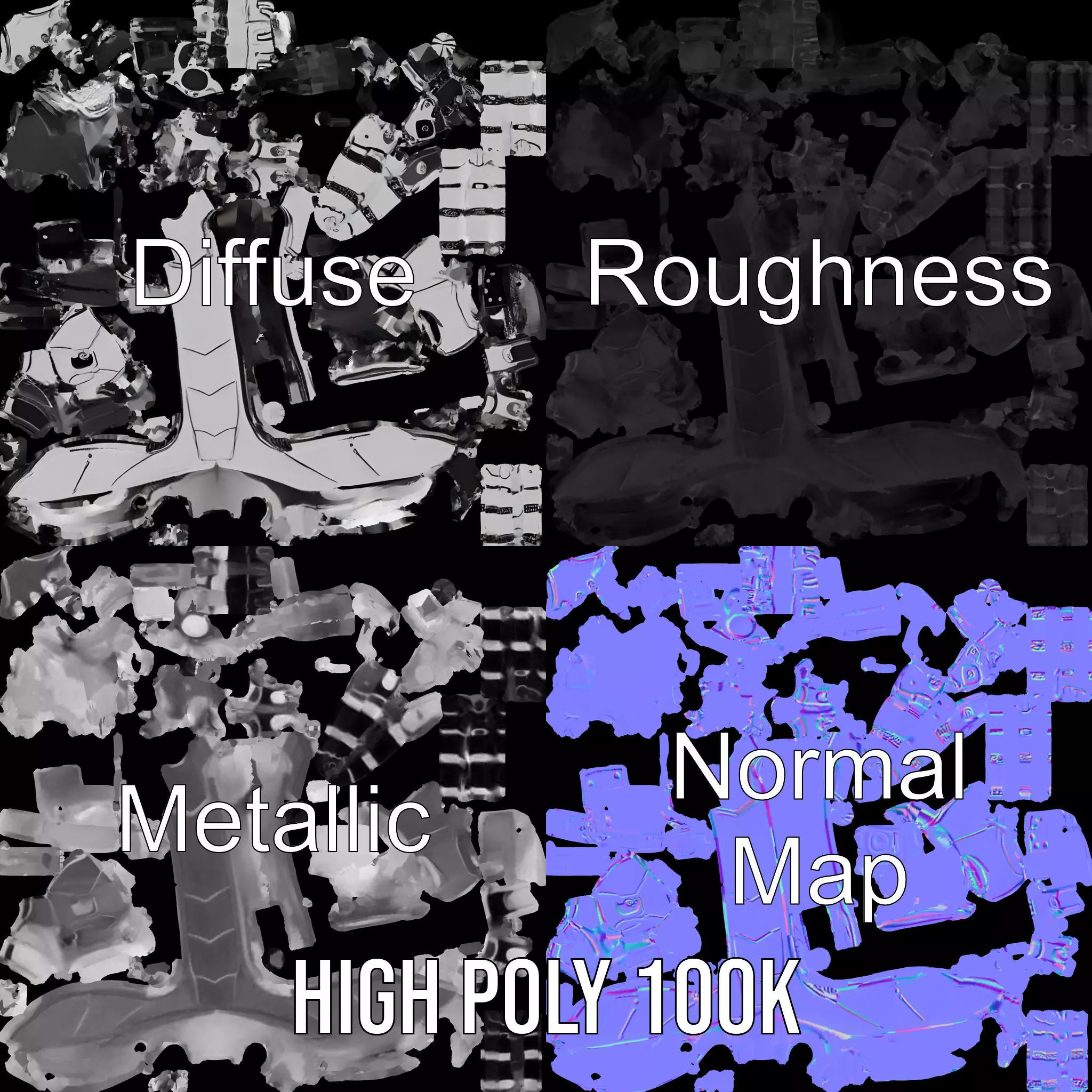 Futuristic Robotic Hand Model Pack Low-poly 3D model_3