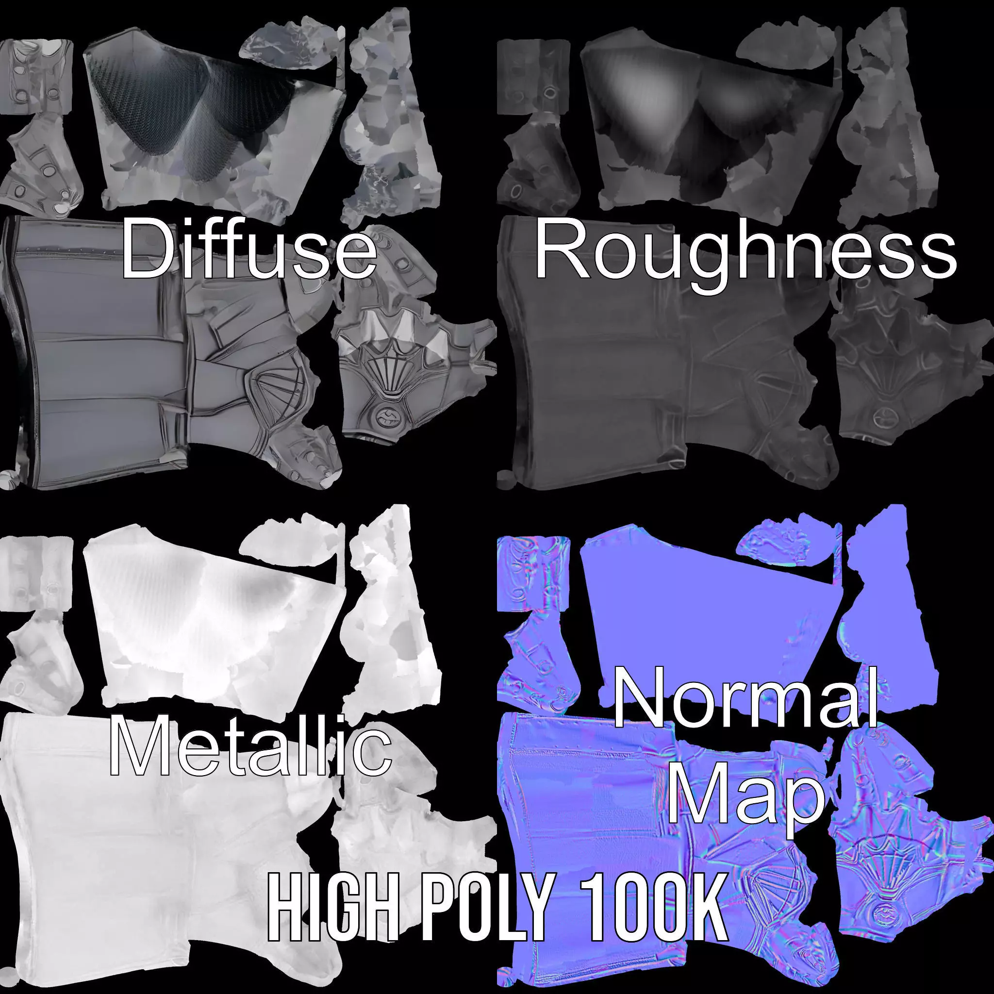 Futuristic Armor Glove Model Pack Low-poly 3D model_4