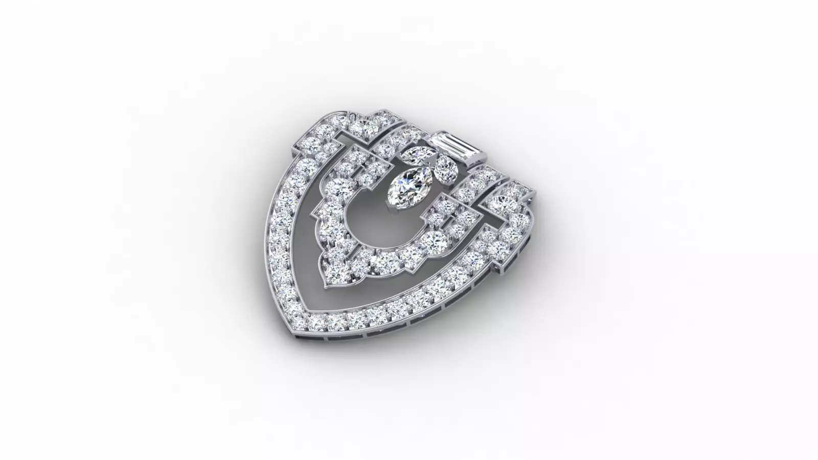 Art Deco Style Brooch 3D print model_0