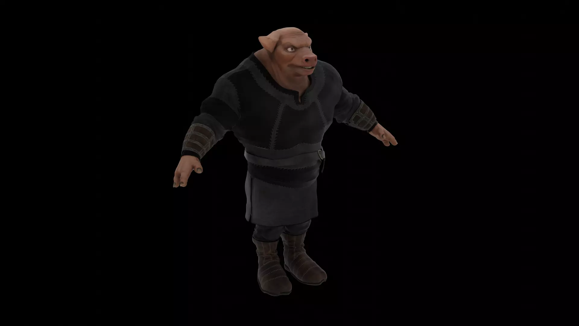 Pig Fantasy Character Low-poly 3D model_4