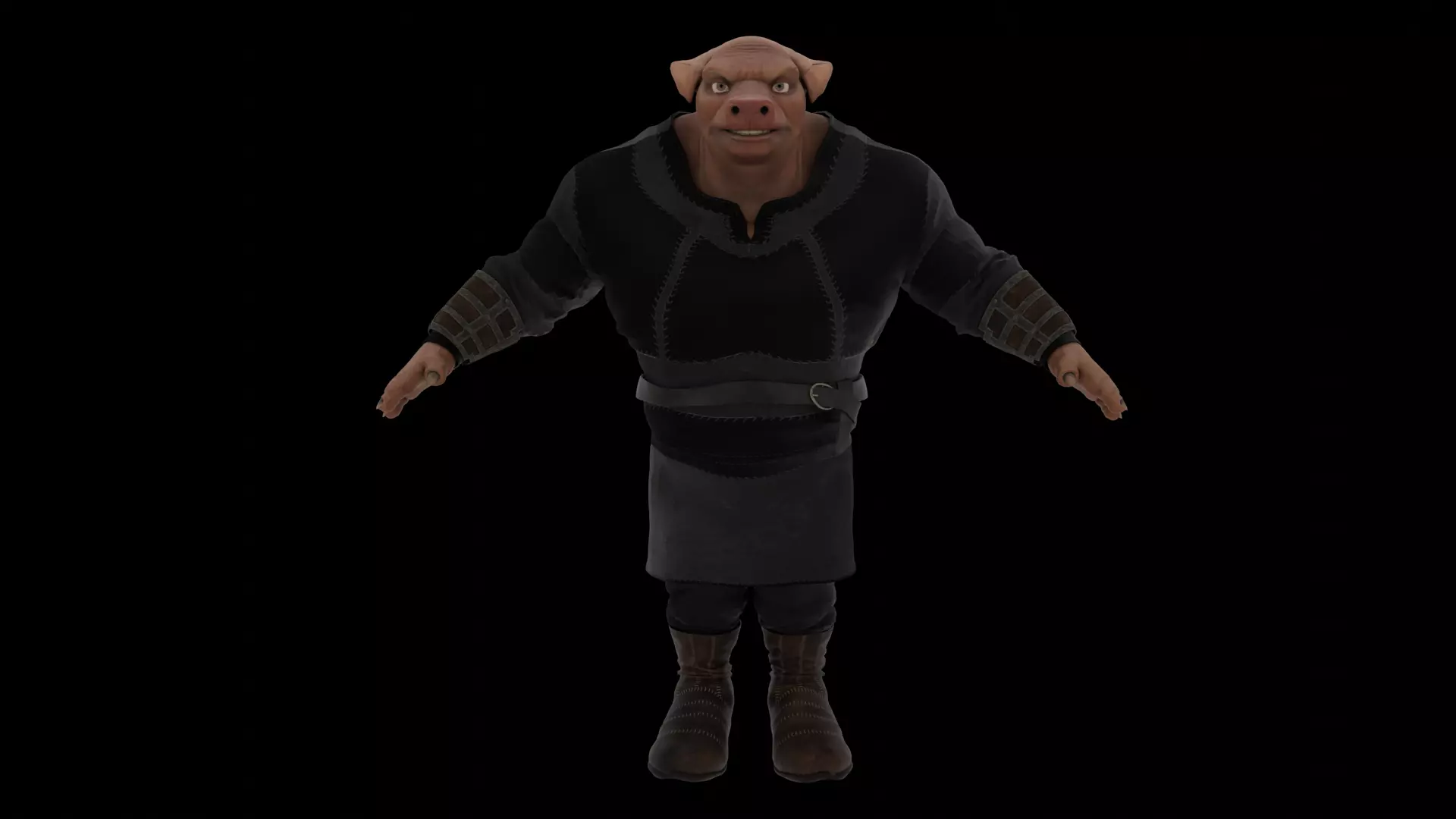 Pig Fantasy Character Low-poly 3D model_2