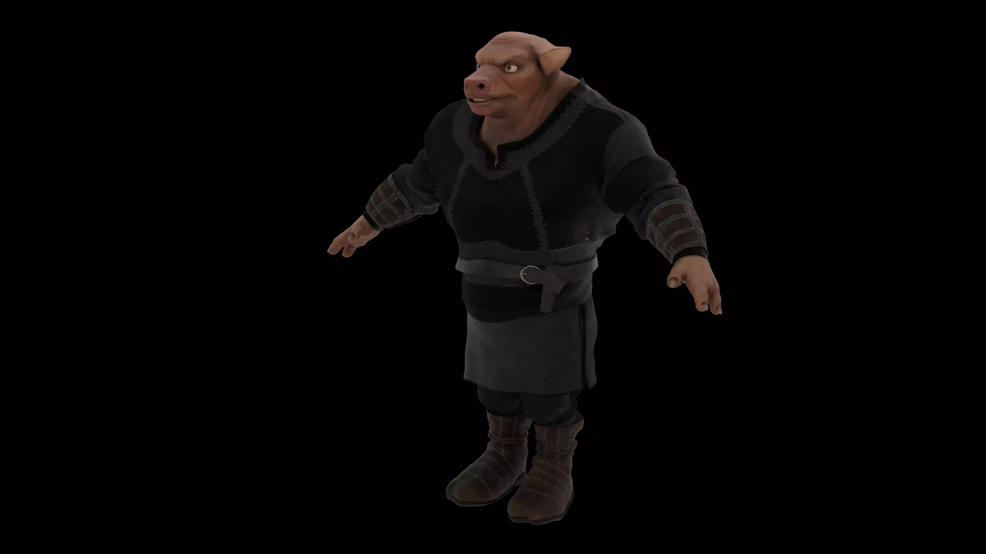 Pig Fantasy Character Low-poly 3D model_3