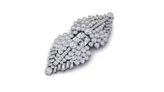 Symmetrical Diamond Brooch