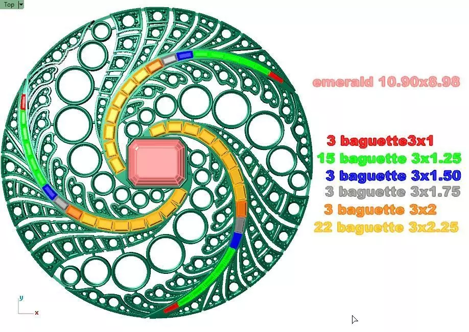 Round Diamond Brooch 3D print model_5