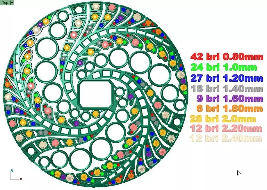 Round Diamond Brooch 3D print model_3