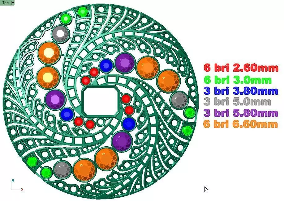 Round Diamond Brooch 3D print model_4