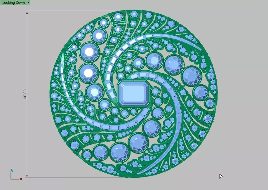 Round Diamond Brooch 3D print model_1